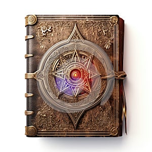 Magical book of spells, spellbook with mystic runes and symbols, Ai Generated