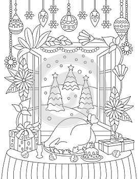 Magical Christmas coloring page, Merry Christmas coloring page, Happy Christmas Coloring