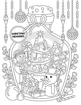 Magical Christmas coloring page, Merry Christmas coloring page, Happy Christmas Coloring