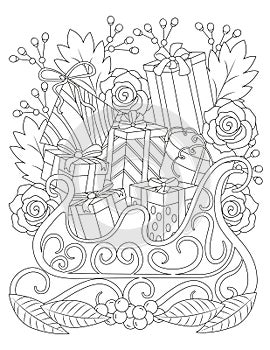 Magical Christmas coloring page, Merry Christmas coloring page, Happy Christmas Coloring