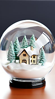 Magical Christmas Snow Globe: Enchanting House and Fir Trees