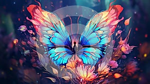 Magical colorful butterfly illustration