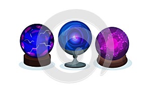 Magical Crystal Orbs as Mysterious Paranormal Wizard Sphere Vector Set