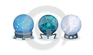 Magical Crystal Orbs as Mysterious Paranormal Wizard Sphere Vector Set