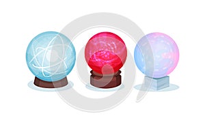 Magical Crystal Orbs as Mysterious Paranormal Wizard Sphere Vector Set