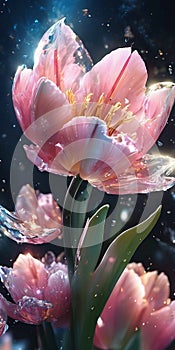 Magical crystal Tulip, Vertical Mobile Wallpaper