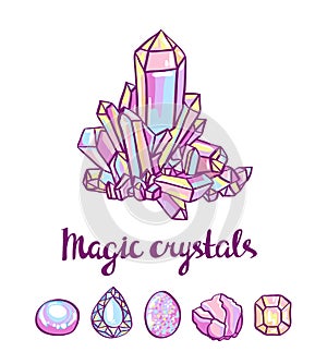 Magical crystals. Jeweler card.