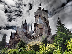 Magical Drachenburg Castle is a on a rock Drachenfels castle from a fairy tale and is a very popular tourist destination.Germany