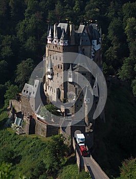 Magical: Eltz Castle With its unique location in the heart of the wild natural scenery of the Elzbach valley-Germany photo