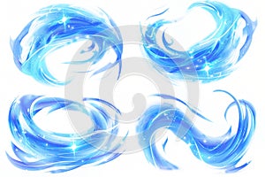 magical energy effects, blue light wizard spell, on a white background. rotation of magical energy, photo