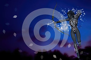 Magical Fantasy Dark Elf Archer Background Illustration