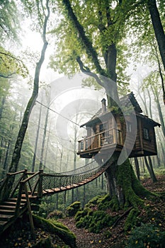Fantasy Tree House in Forest