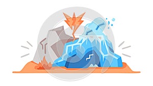 A magical fire crystal growing from a rock vector design Generative AI photo
