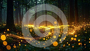 Magical Fireflies in an Enchanted Forest at Night