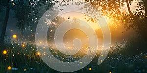 Magical Firefly Sunset in the Forest