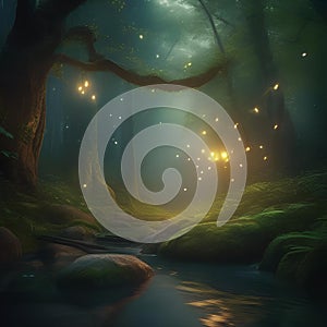 A magical forest glen with glowing fireflies, ancient trees, and a sense of wonder Enchanting and mystical atmosphere1