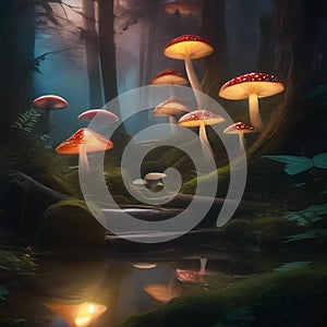 A magical forest glen with glowing mushrooms, ethereal creatures, and sparkling fairy lights5