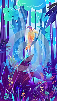 Magical forest, Vector fairy tale illustration