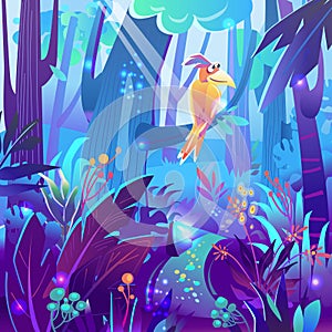 Magical forest, Vector fairy tale illustration
