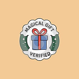 Magical Gift Verified Badge Flat Vector Illustration