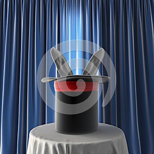 Magical hat with rabbit ears