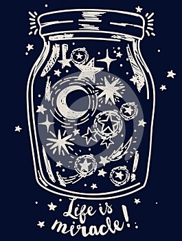 magical jar with stars and moon inside