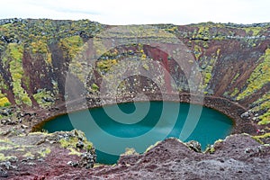 Magical Kerid volcanic lake in Iceland
