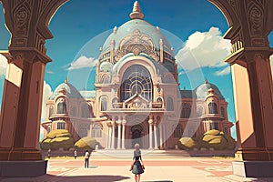 Magical Kingdom With A Grand Palace. Generative AI