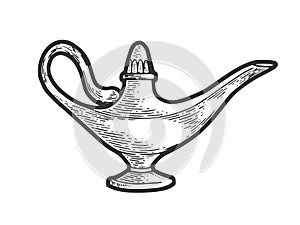 Magical lantern sketch engraving vector