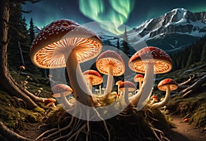 Magical Mushroom fantasy Wonderland. Generative AI