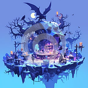 Magical Nighttime Social Hub for Creatures