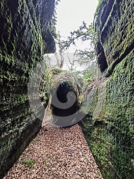 Magical place of giant stones and narrow passages in the mountain