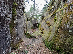 Magical place of giant stones and narrow passages in the mountain