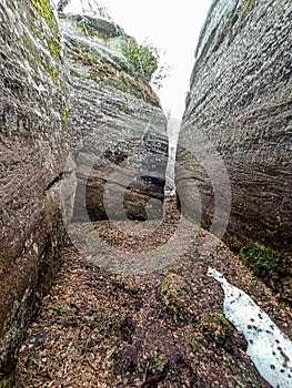 Magical place of giant stones and narrow passages in the mountain