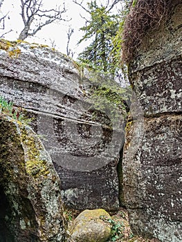 Magical place of giant stones and narrow passages in the mountain photo