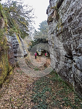 Magical place of giant stones and narrow passages in the mountain photo