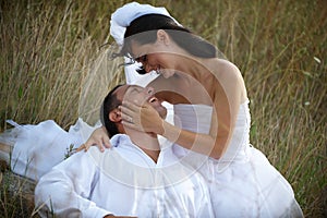 Magical and pure feeling of love between newlyweds