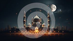 A magical realistic Eid Mubarak Islamic greeting social media post design