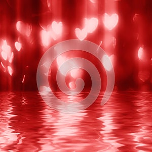 Magical red heart shape Lights, defocused