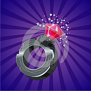 Magical ring with crystal. Game design concept Cartoon