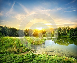 Magical sunrise over the river