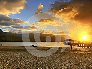 Hanalei Beach Kauai at Sunset photo