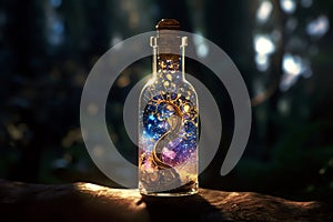 Magical tree in a bottle, AI generated