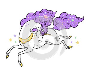 Magical Unicorn cute illustration - card and shirt design. Vector design on white background. Print for t-shirt.