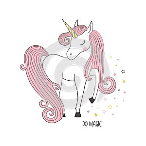 Magical unicorn. Kids illustration for clothing