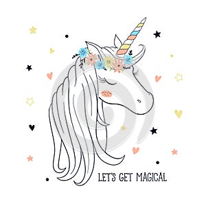 Magical unicorn. Vector illustration for kids
