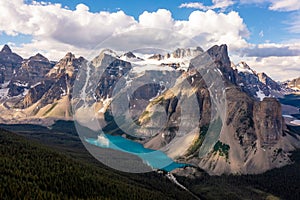 Magical view of Louise Lake in Banff National Park, Canada, Ten Peaks Valley. Inspirational photo