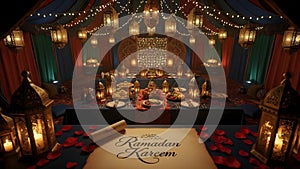 Magical wedding reception illuminated by warm lighting and elega