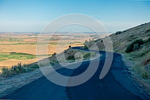 Magical wheat farm fields in palouse washington