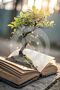 Tree Growing from Old Book